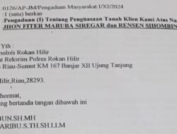 Eks Anggota DPRD Rohil Berinisial Risben Dilaporkan Dugaan Penyerobotan Lahan