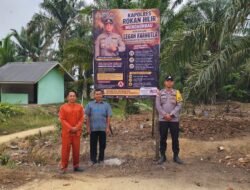 Pasang Spanduk Imbauan Kapolres, Polsek Bangko Pusako Gerakkan Masyarakat Lawan Karhutla Sejak Dini